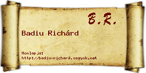 Badiu Richárd névjegykártya